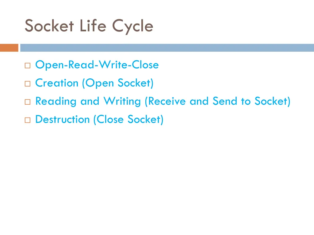 socket life cycle