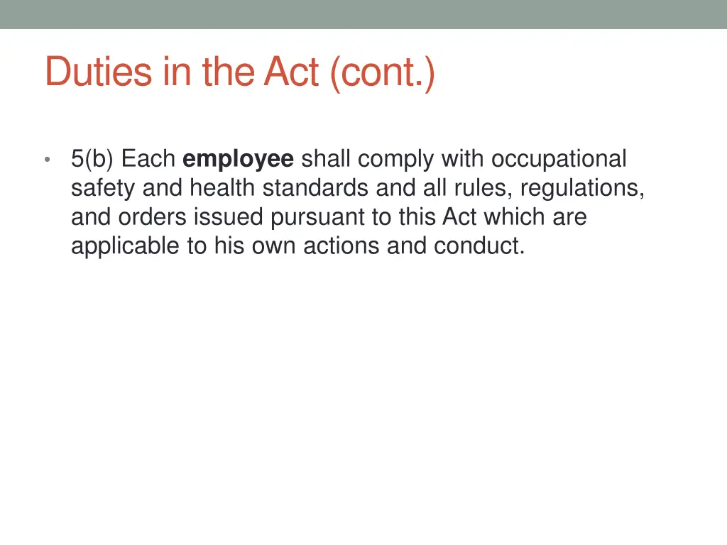 duties in the act cont 1