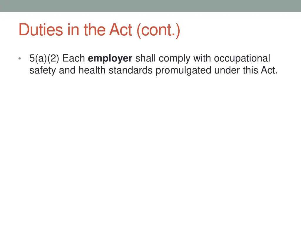 duties in the act cont