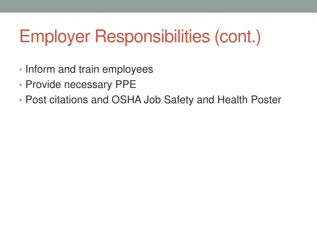 employer responsibilities cont