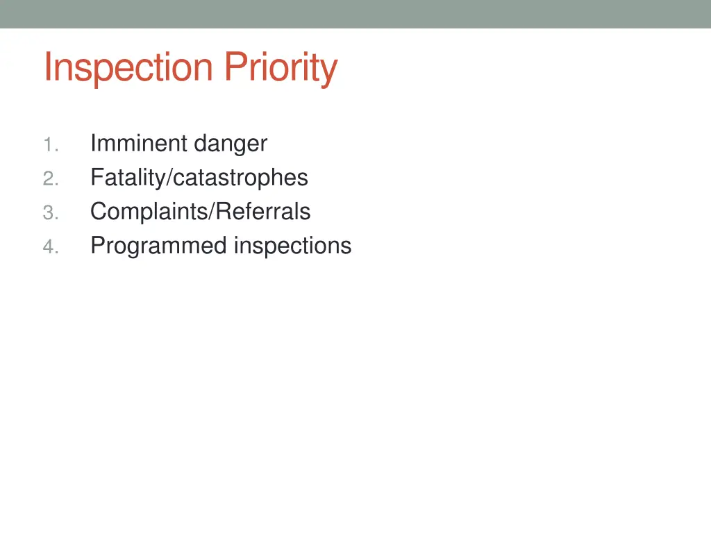 inspection priority