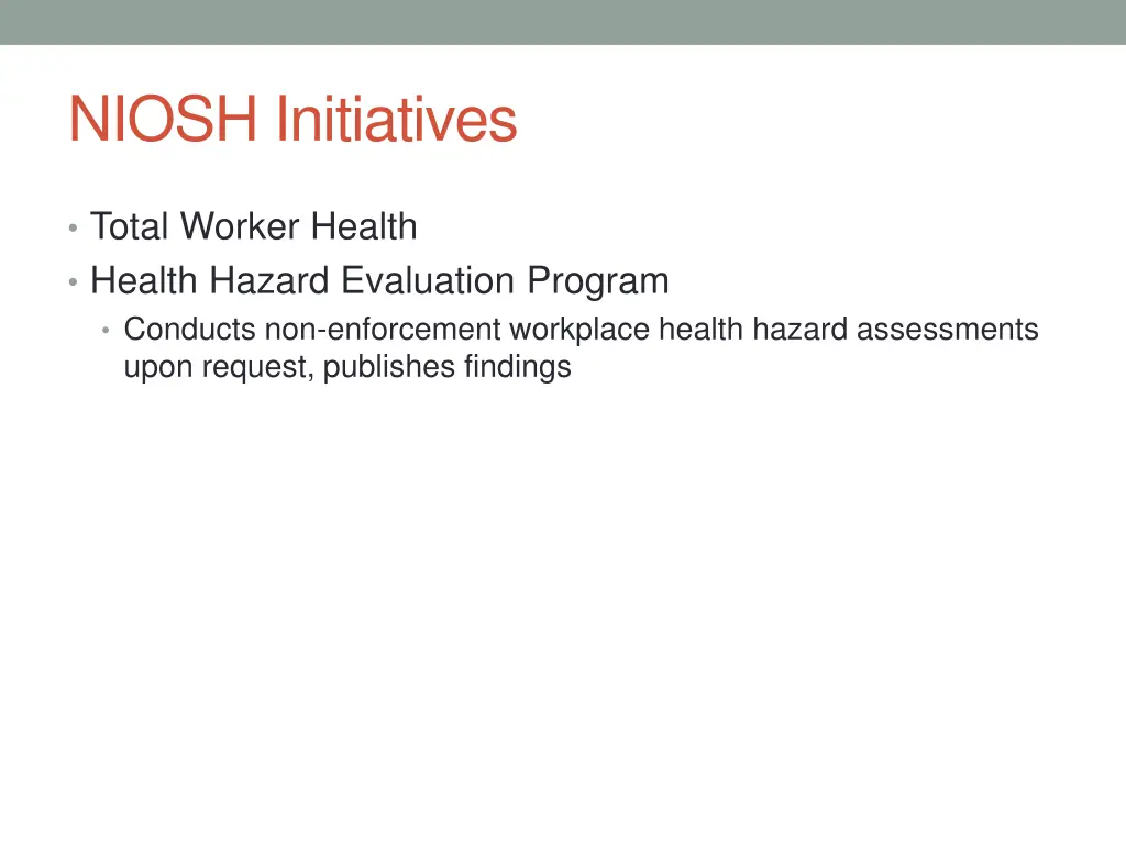 niosh initiatives 1