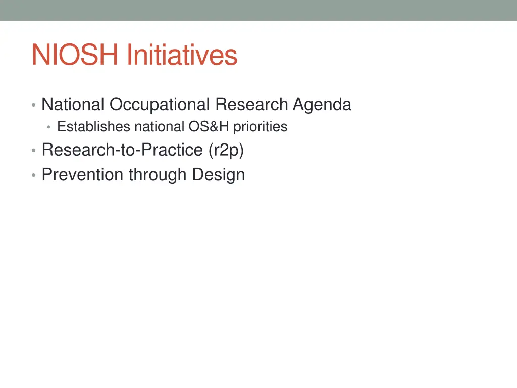 niosh initiatives