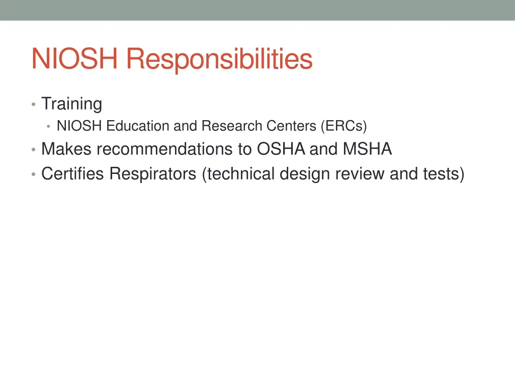 niosh responsibilities