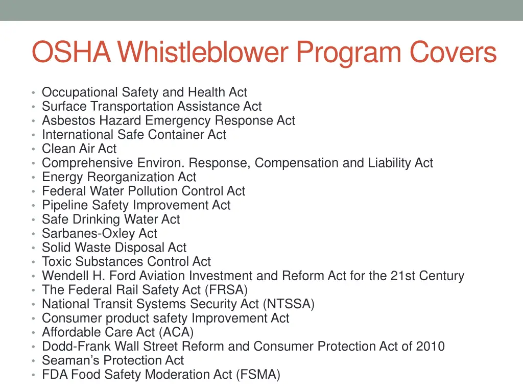 osha whistleblower program covers