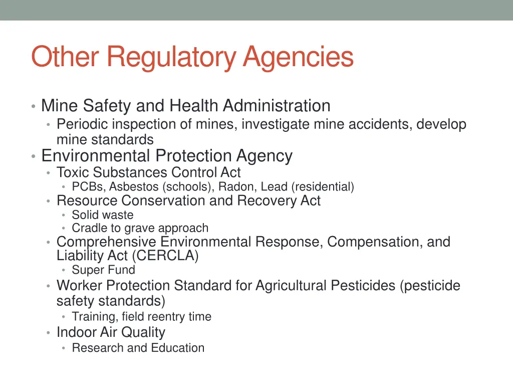 other regulatory agencies