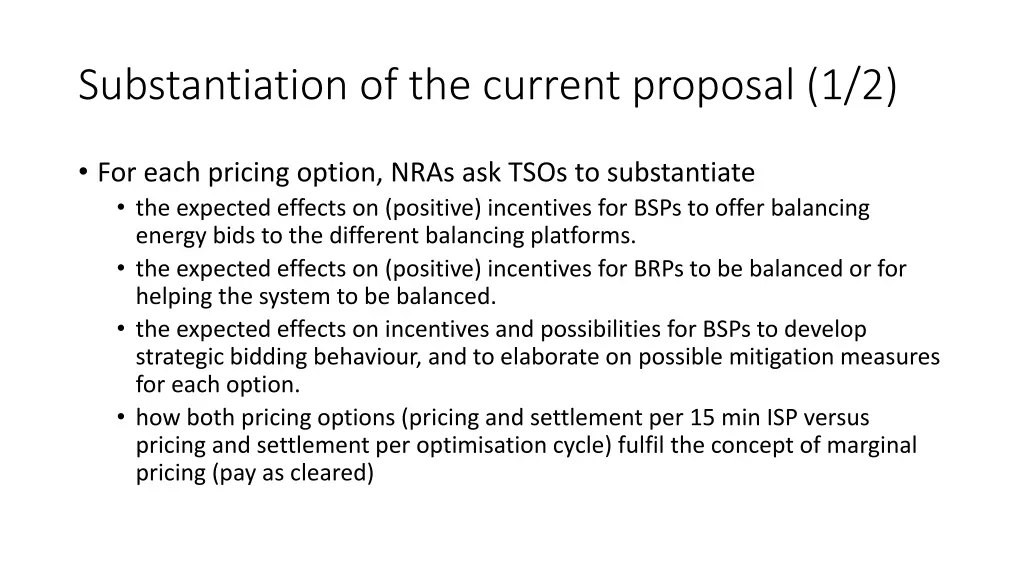 substantiation of the current proposal 1 2