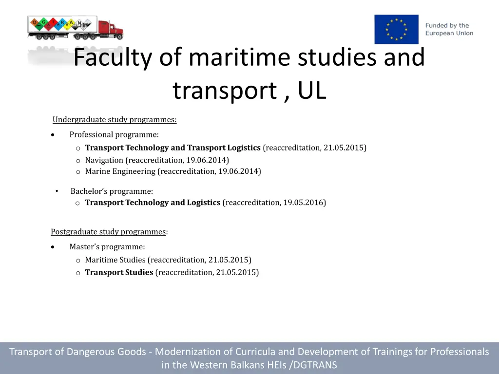 faculty of maritime studies and transport ul 1