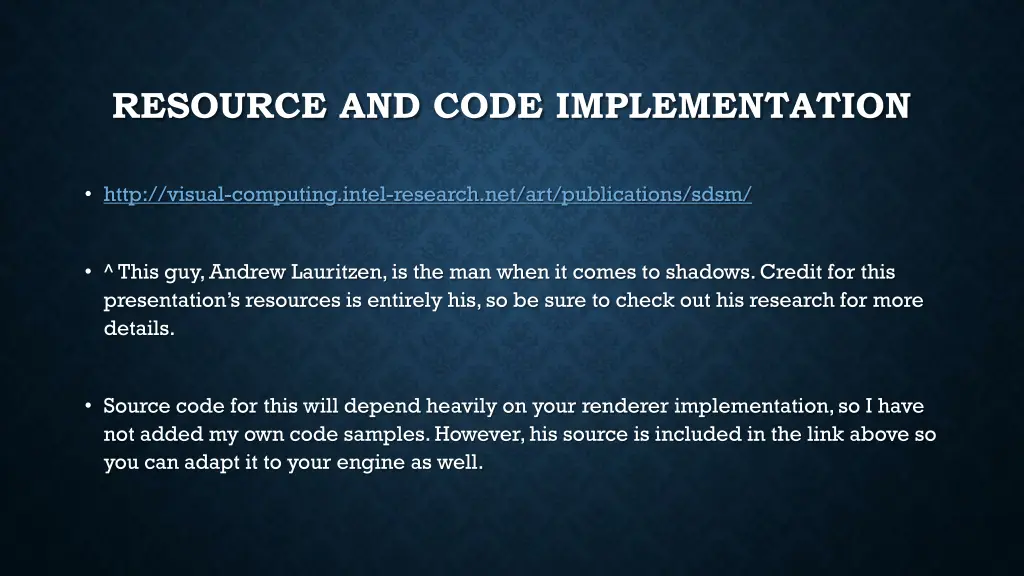 resource and code implementation