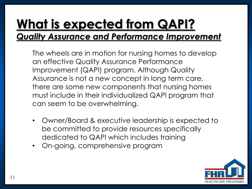 what is expected from qapi quality assurance