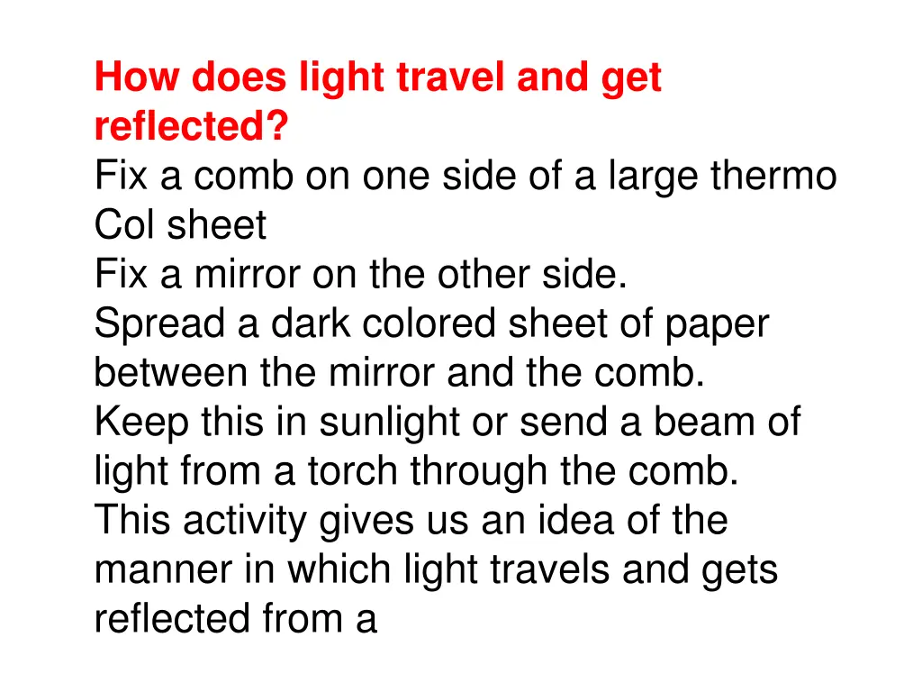 how does light travel and get reflected