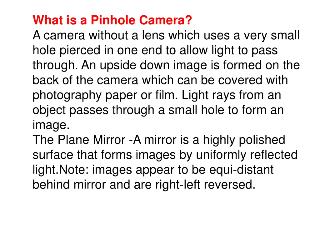 what is a pinhole camera a camera without a lens