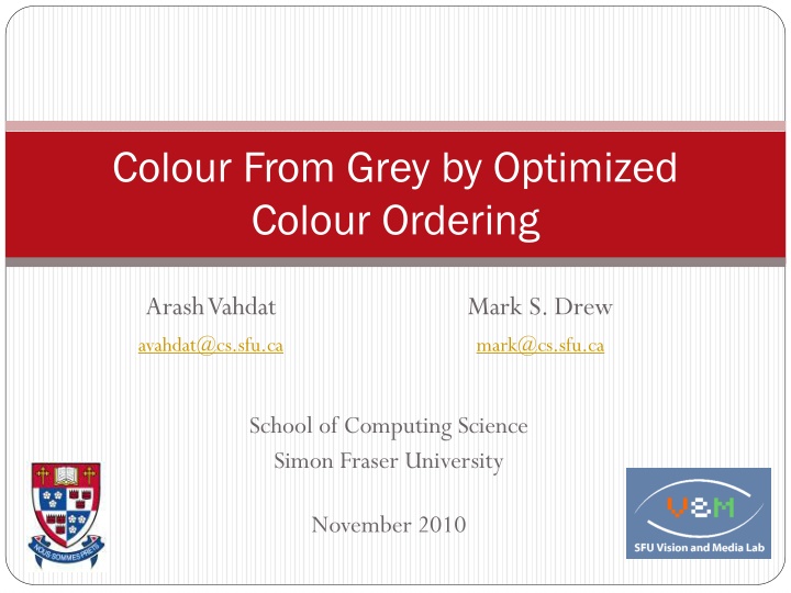 colour from grey by optimized colour ordering