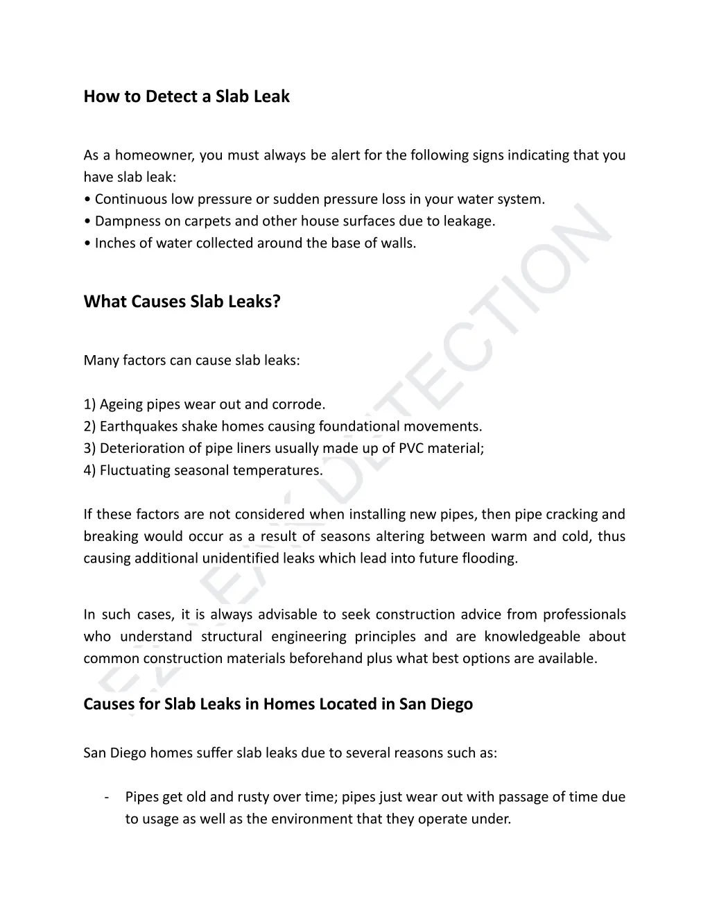 how to detect a slab leak