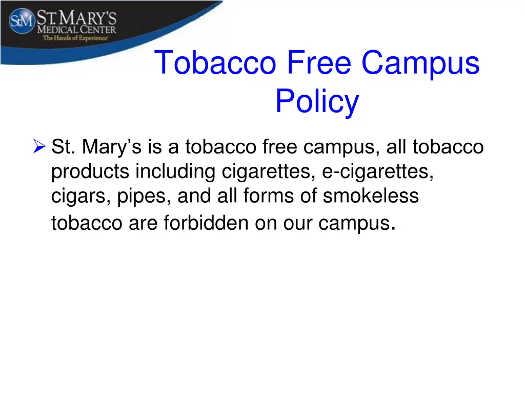 tobacco free campus policy