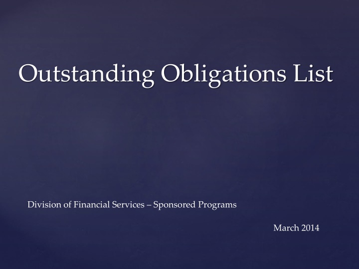 outstanding obligations list