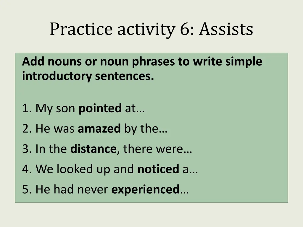 practice activity 6 assists