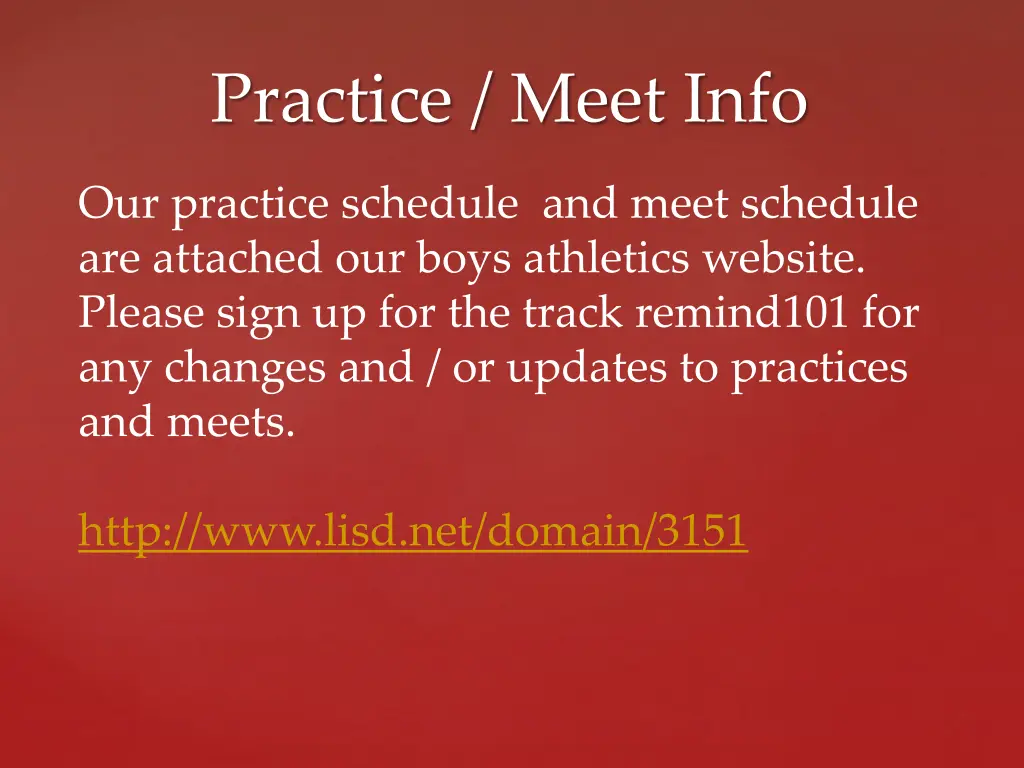 practice meet info