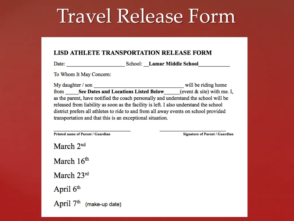 travel release form