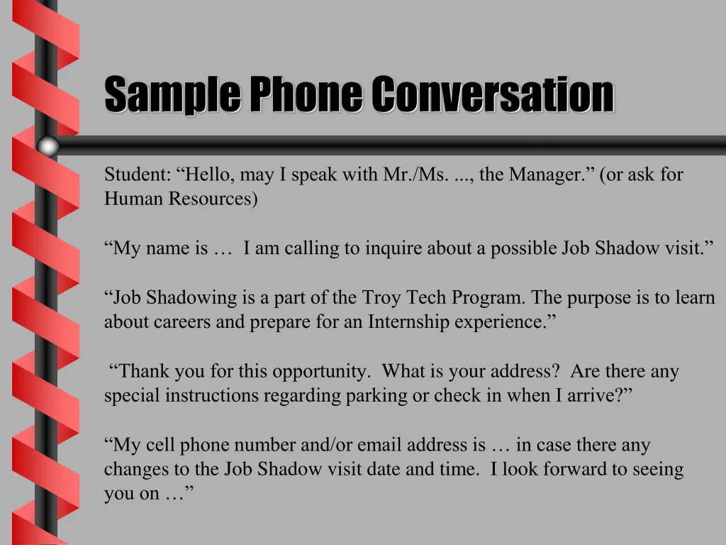 sample phone conversation