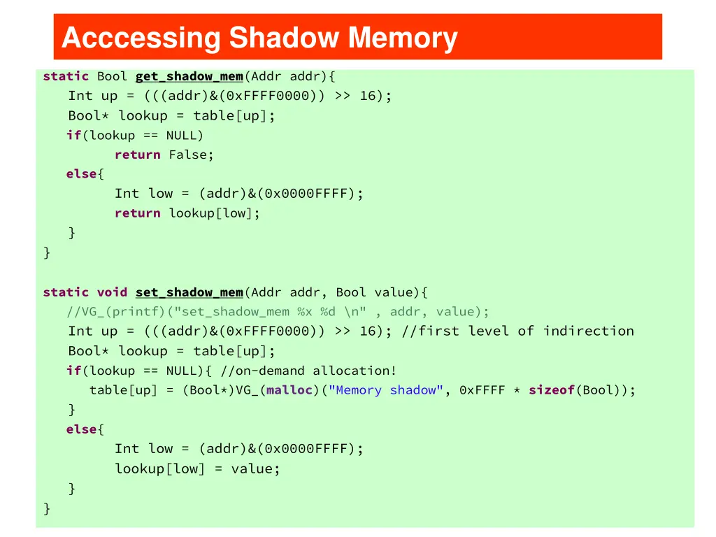 acccessing shadow memory