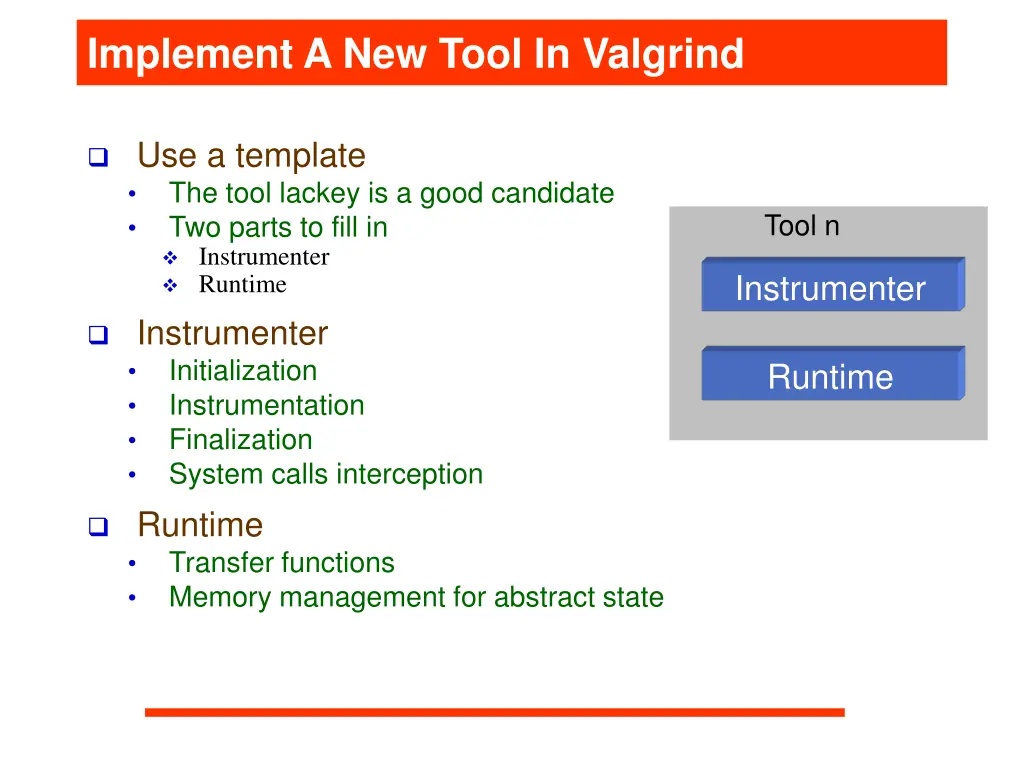 implement a new tool in valgrind