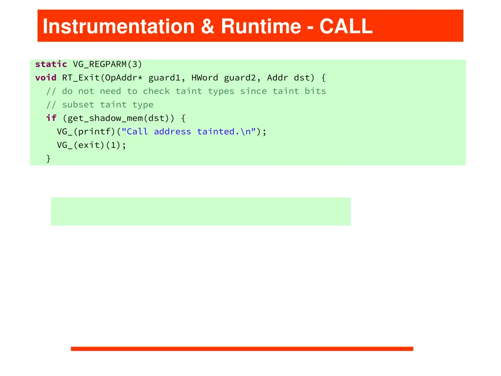 instrumentation runtime call