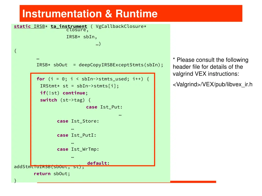 instrumentation runtime