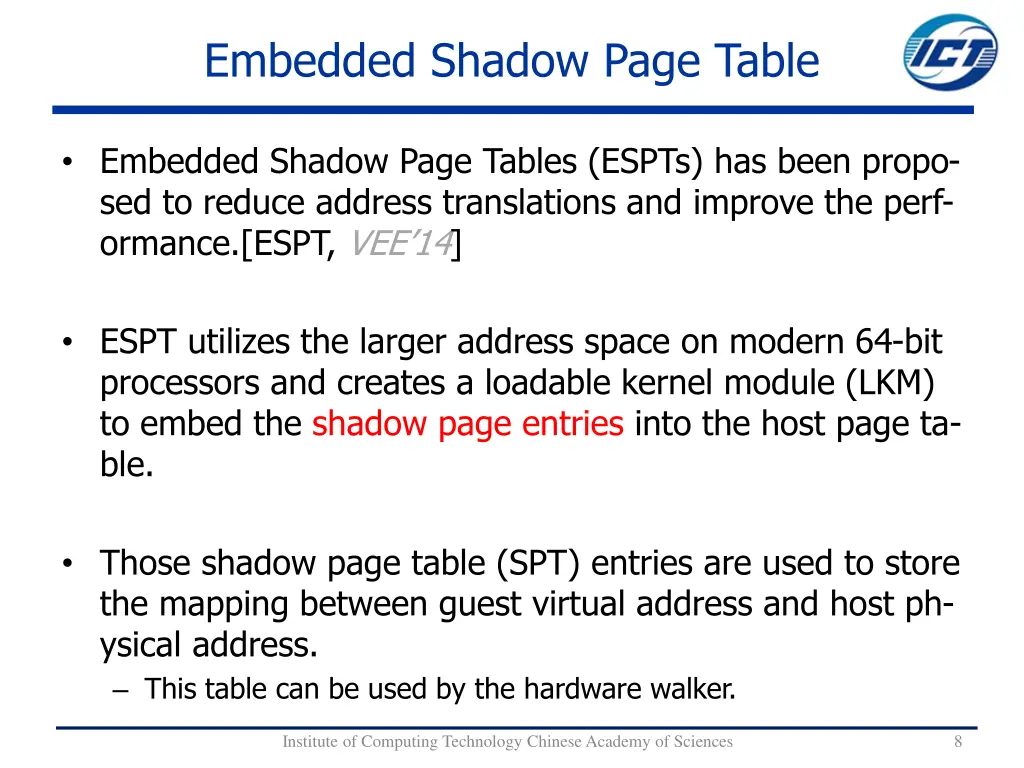 embedded shadow page table