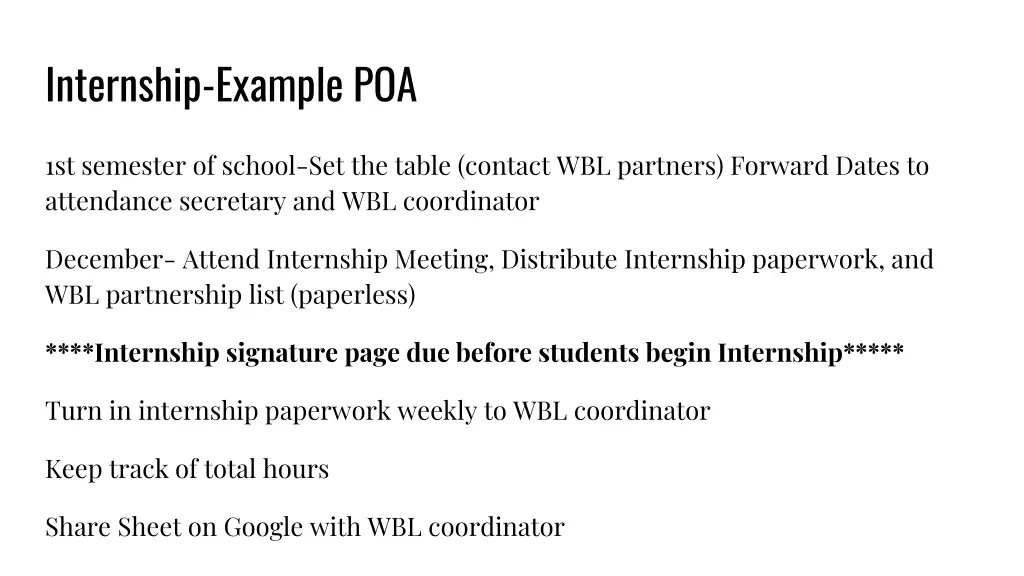 internship example poa