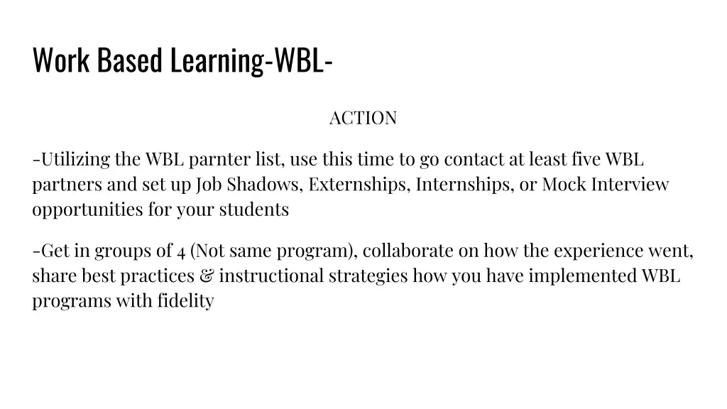 work based learning wbl