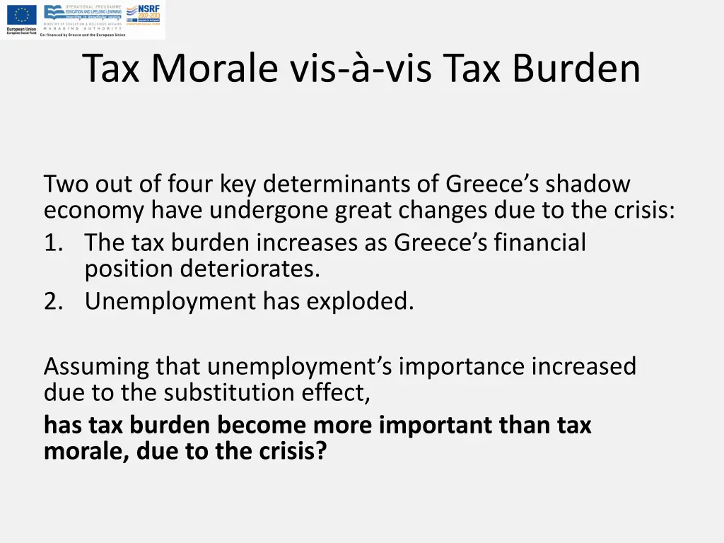 tax morale vis vis tax burden