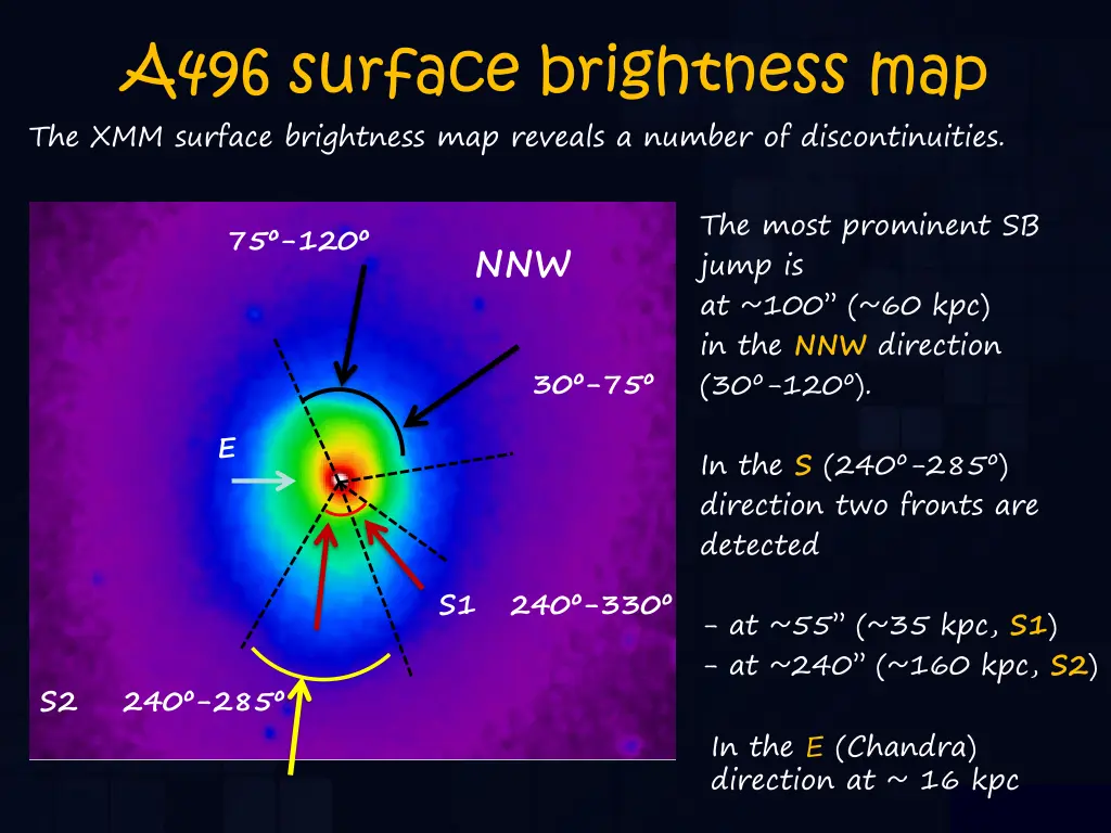 a496 surface brightness map the xmm surface