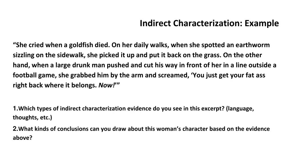 indirect characterization example