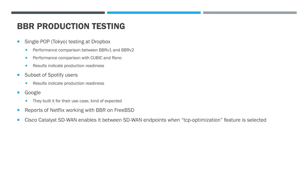 bbr production testing