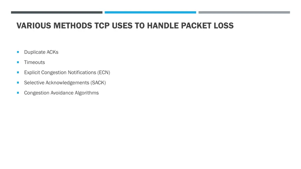 various methods tcp uses to handle packet loss