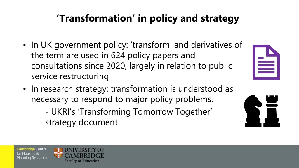 transformation in policy and strategy