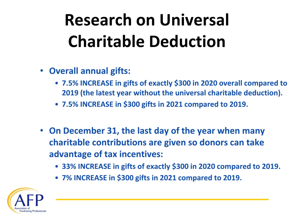 research on universal charitable deduction