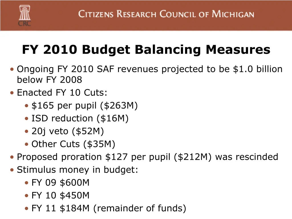 fy 2010 budget balancing measures