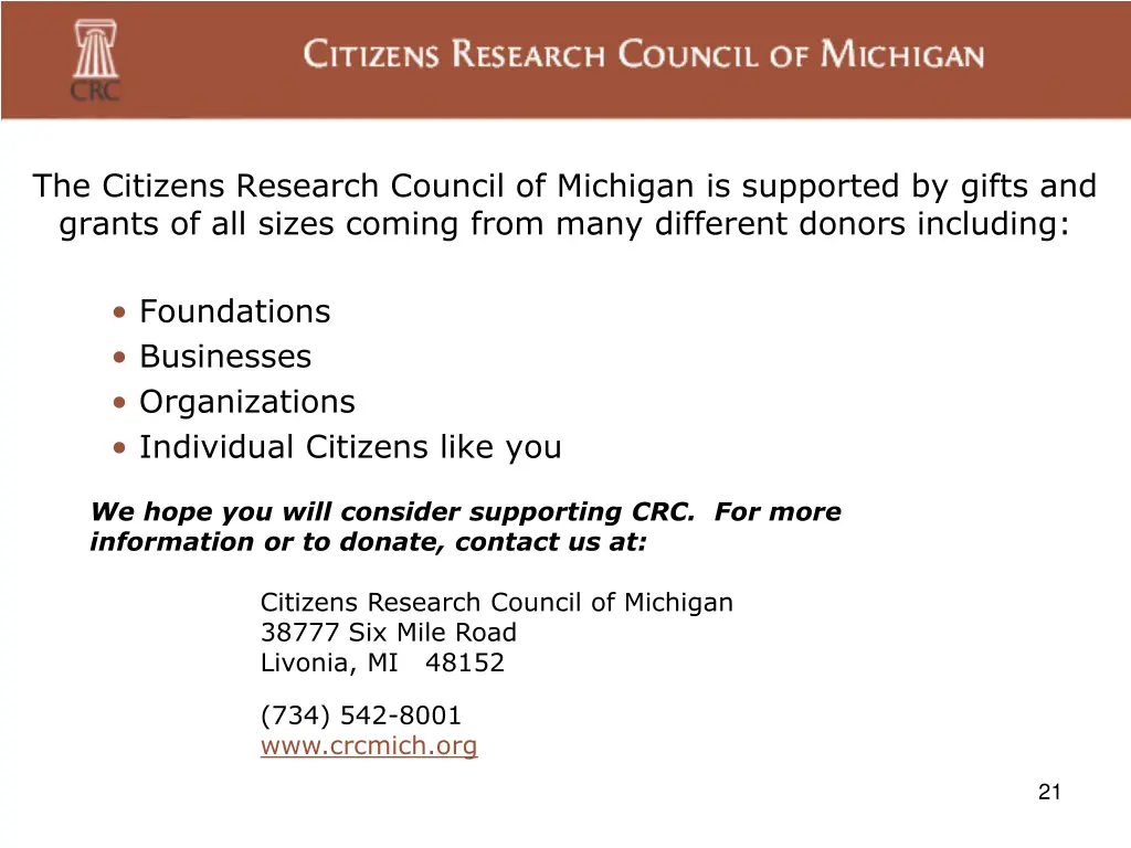 the citizens research council of michigan