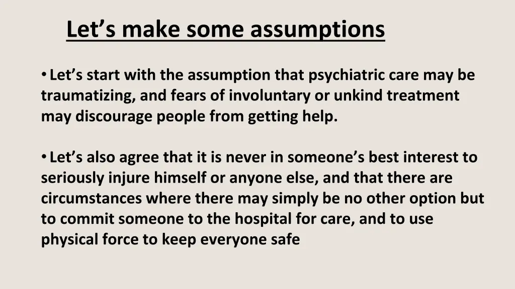 let s make some assumptions