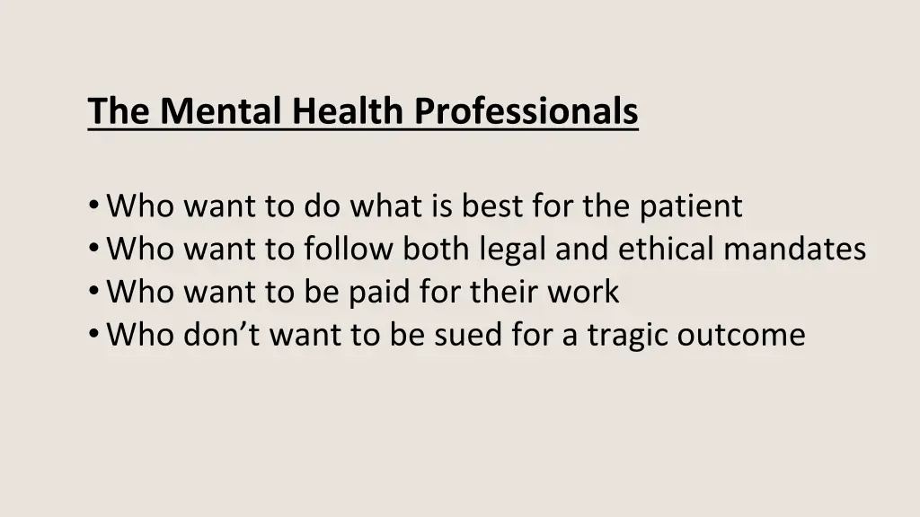 the mental health professionals