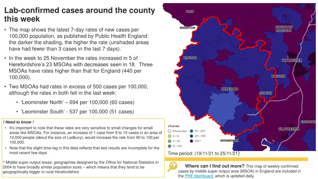 lab confirmed cases around the county this week