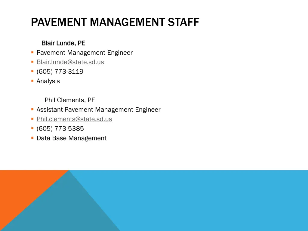 pavement management staff