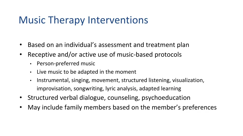 music therapy interventions