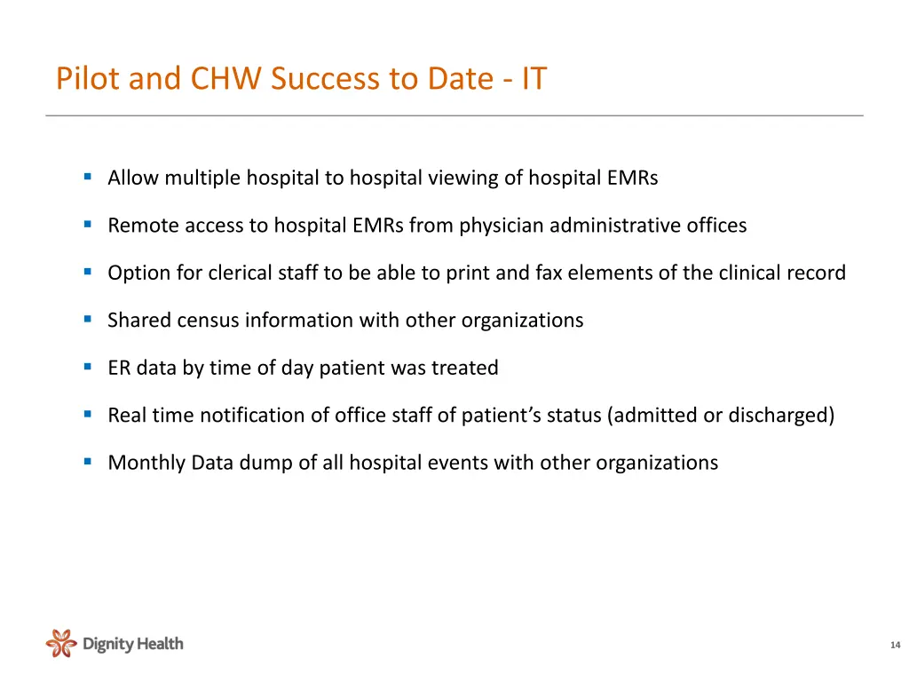 pilot and chw success to date it