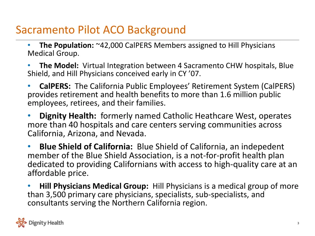 sacramento pilot aco background