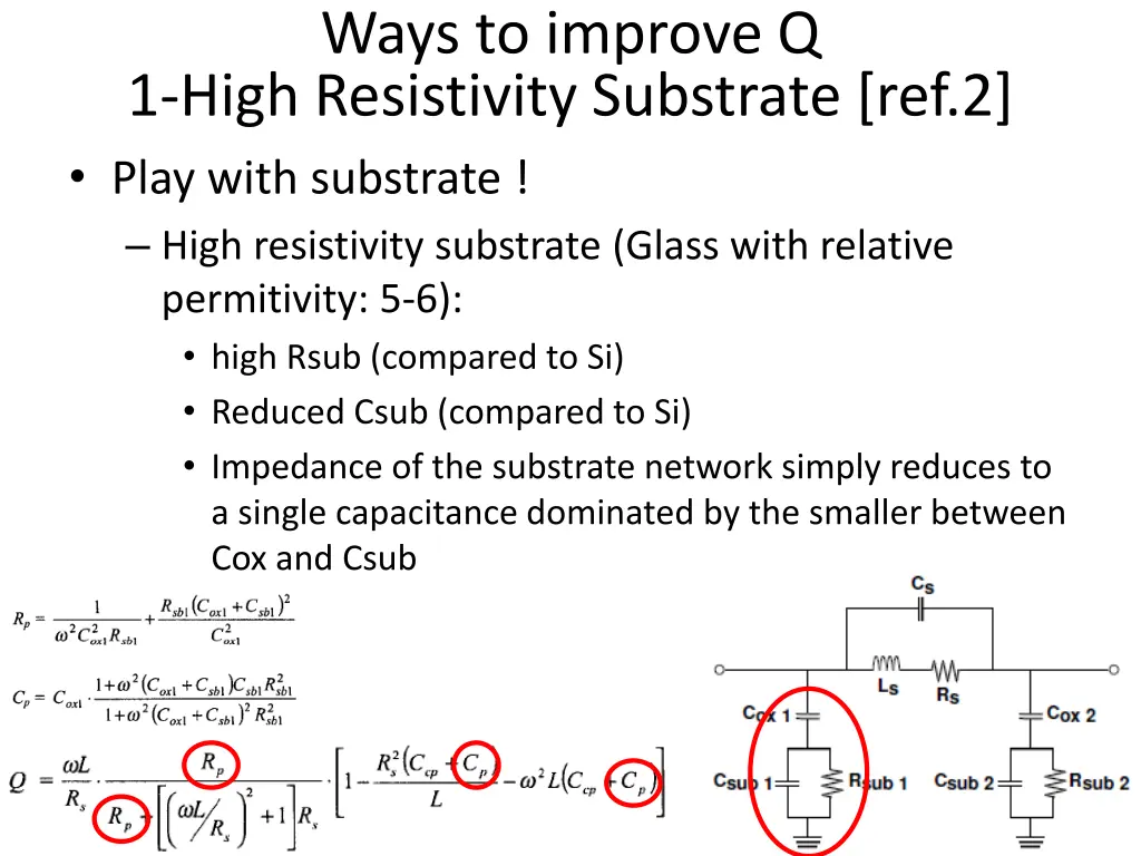 ways to improve q 1 high resistivity substrate