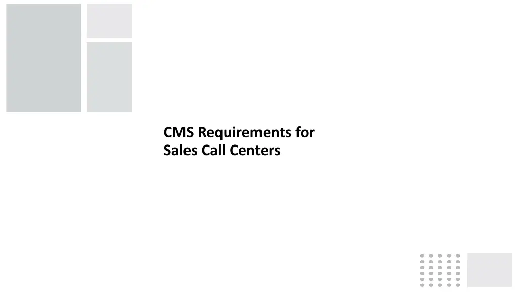 cms requirements for sales call centers