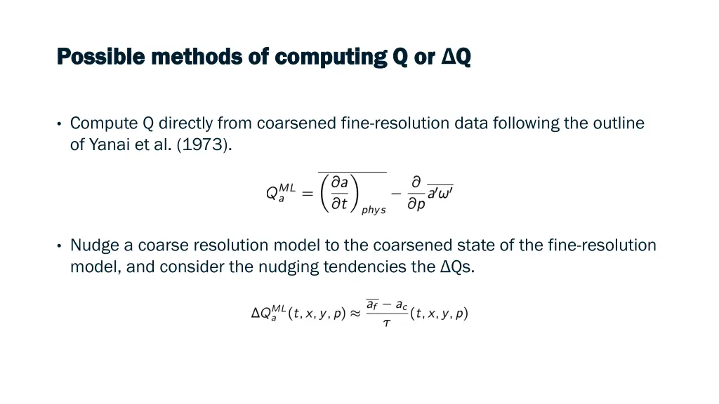 possible methods of computing q or possible